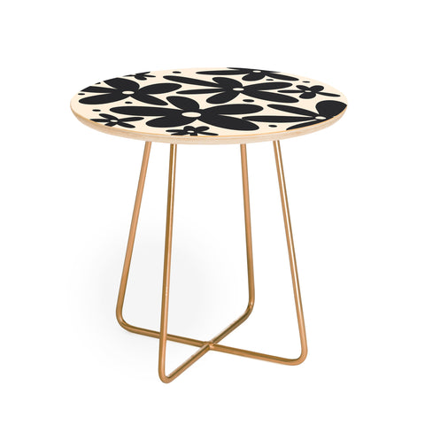 Angela Minca Abstract monochrome daisies Round Side Table