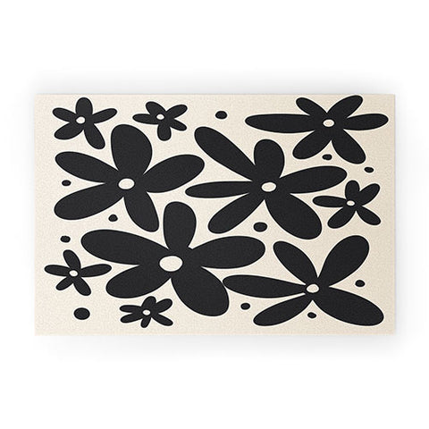 Angela Minca Abstract monochrome daisies Welcome Mat