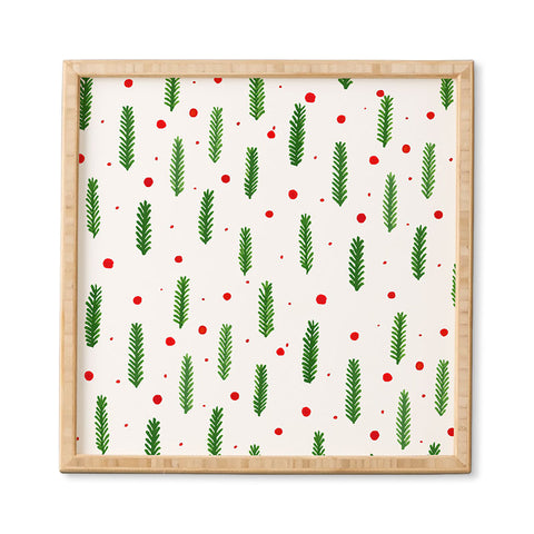Angela Minca Christmas branches and berries Framed Wall Art