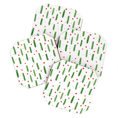 Angela Minca Christmas branches and berries Coaster Set