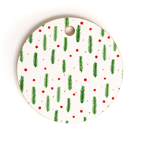 Angela Minca Christmas branches and berries Cutting Board Round