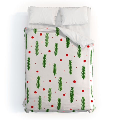 Angela Minca Christmas branches and berries Duvet Cover