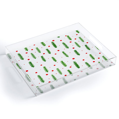 Angela Minca Christmas branches and berries Acrylic Tray