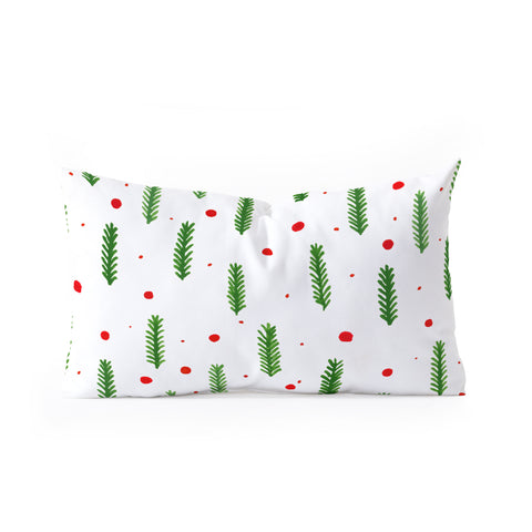Angela Minca Christmas branches and berries Oblong Throw Pillow