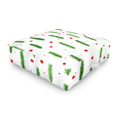 Angela Minca Christmas branches and berries Outdoor Floor Cushion