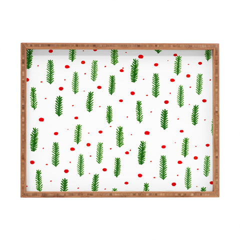 Angela Minca Christmas branches and berries Rectangular Tray