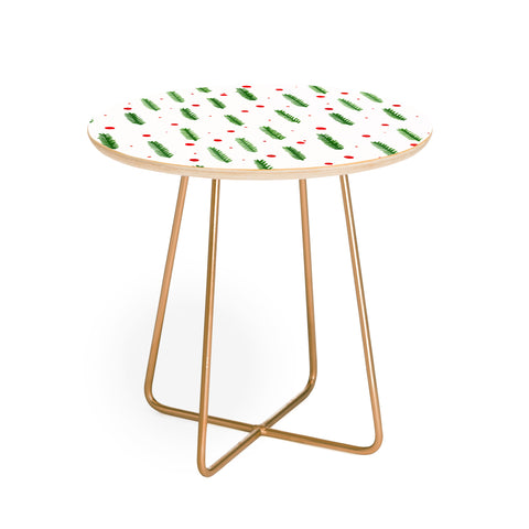 Angela Minca Christmas branches and berries Round Side Table