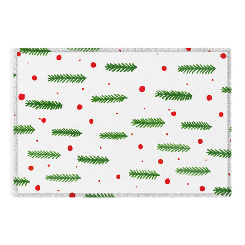 Angela Minca Christmas branches and berries Outdoor Rug