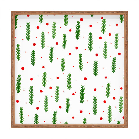 Angela Minca Christmas branches and berries Square Tray