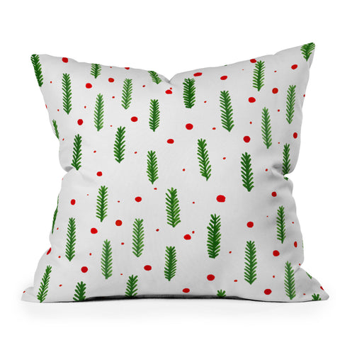 Angela Minca Christmas branches and berries Throw Pillow