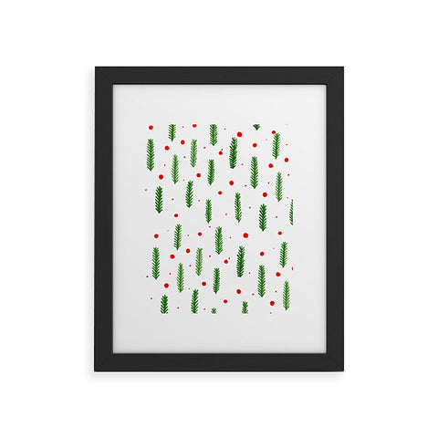 Angela Minca Christmas branches and berries Framed Art Print