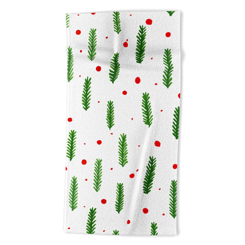 Angela Minca Christmas branches and berries Beach Towel