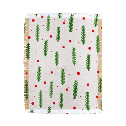 Angela Minca Christmas branches and berries Throw Blanket
