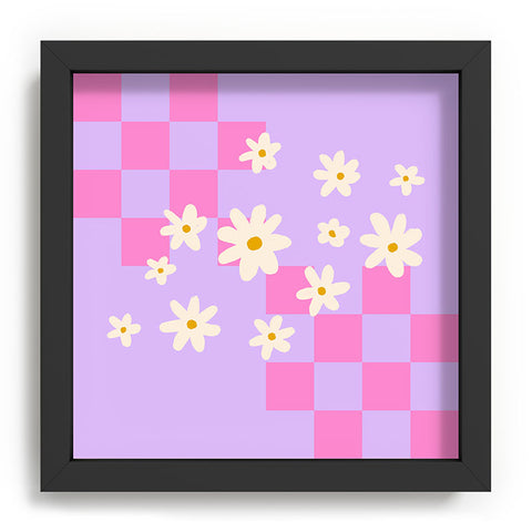 Angela Minca Daisies and grids pink Recessed Framing Square