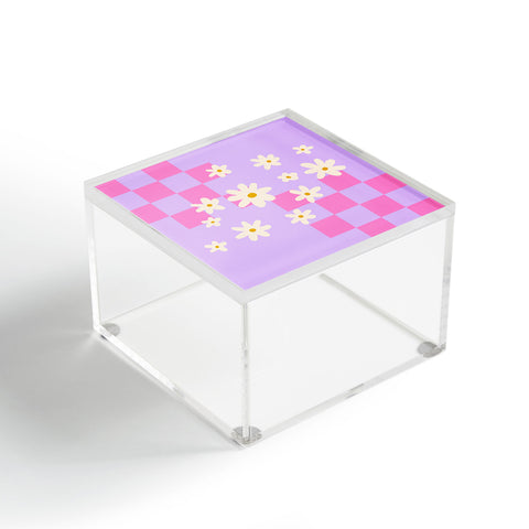Angela Minca Daisies and grids pink Acrylic Box