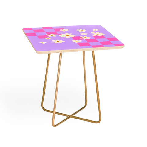 Angela Minca Daisies and grids pink Side Table