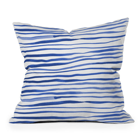 Angela Minca Doodle blue lines Outdoor Throw Pillow