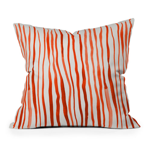 Angela Minca Doodle orange lines Outdoor Throw Pillow
