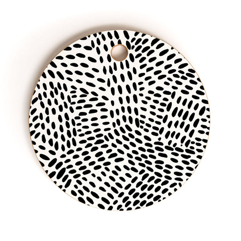 Angela Minca Dot lines black and white Cutting Board Round