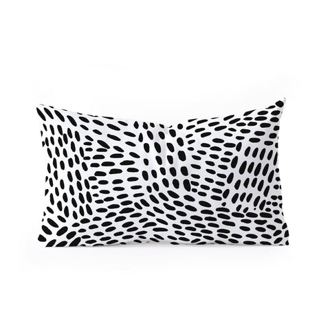 Angela Minca Dot lines black and white Oblong Throw Pillow