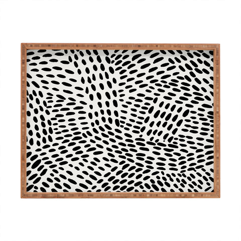 Angela Minca Dot lines black and white Rectangular Tray
