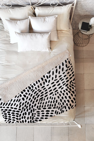 Angela Minca Dot lines black and white Fleece Throw Blanket