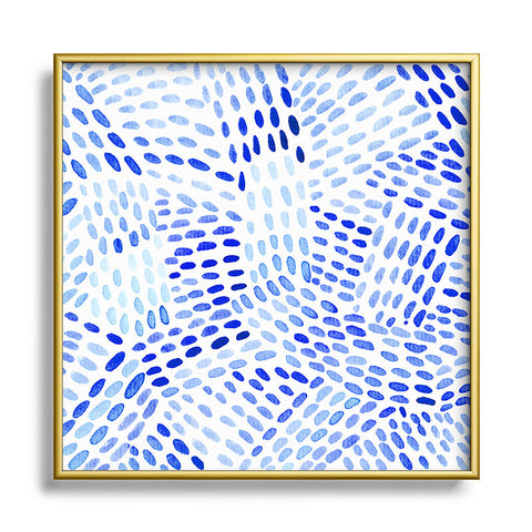 Angela Minca Dot lines blue Square Metal Framed Art Print