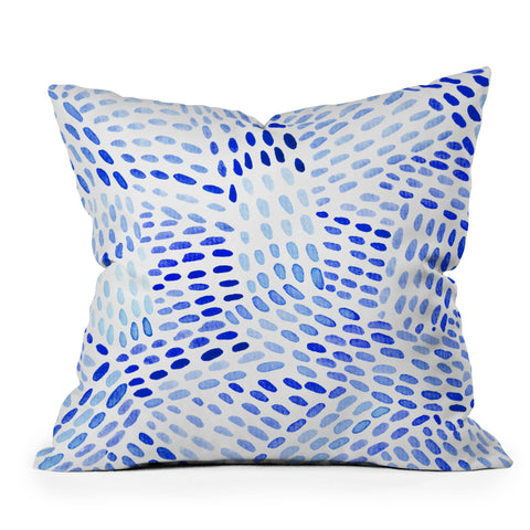 Angela Minca Dot lines blue Outdoor Throw Pillow