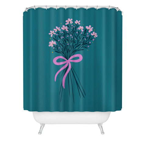 Angela Minca Floral bouquet with a bow Shower Curtain