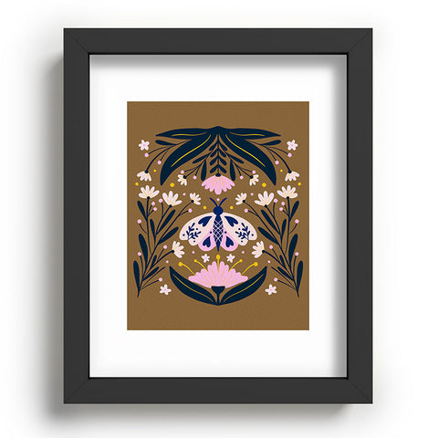 Angela Minca Folk Art Moth Golden Brown Recessed Framing Rectangle