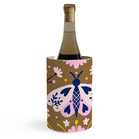 Angela Minca Folk Art Moth Golden Brown Wine Chiller