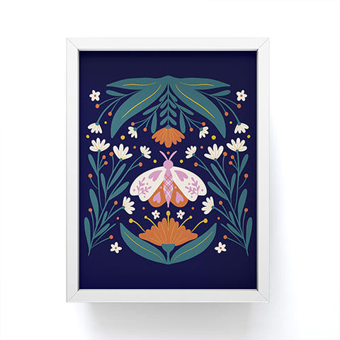 Angela Minca Folk Art Moth Orange Cream Framed Mini Art Print