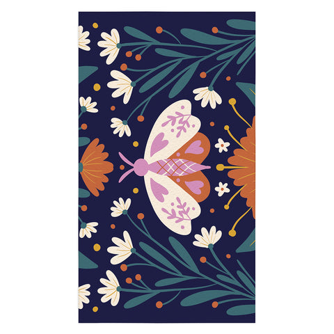 Angela Minca Folk Art Moth Orange Cream Tablecloth