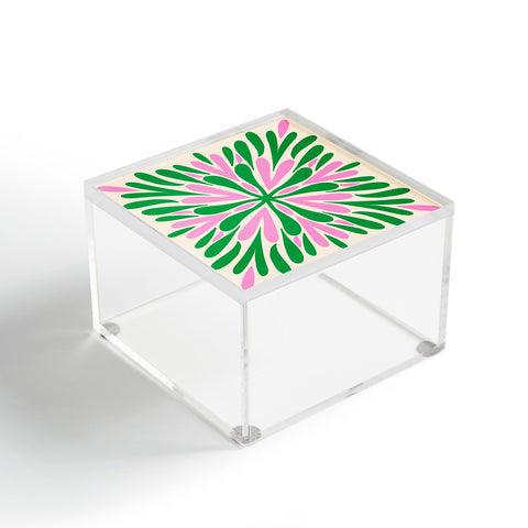 Angela Minca Modern Petals Green and Pink Acrylic Box