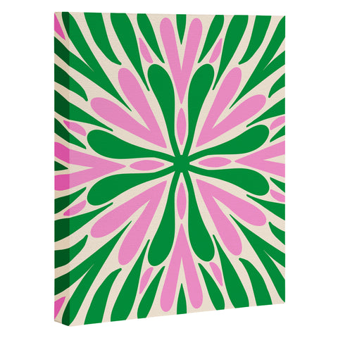 Angela Minca Modern Petals Green and Pink Art Canvas