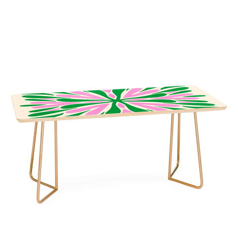 Angela Minca Modern Petals Green and Pink Coffee Table