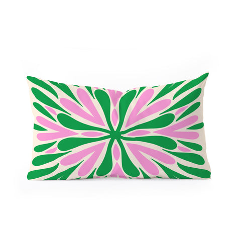 Angela Minca Modern Petals Green and Pink Oblong Throw Pillow