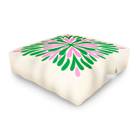 Angela Minca Modern Petals Green and Pink Outdoor Floor Cushion