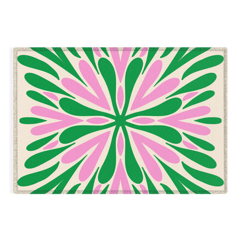 Angela Minca Modern Petals Green and Pink Outdoor Rug