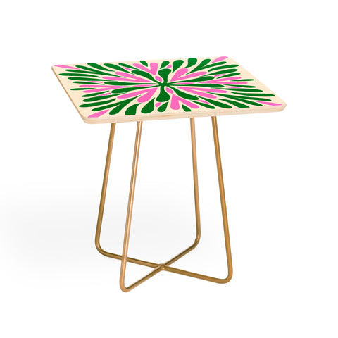 Angela Minca Modern Petals Green and Pink Side Table