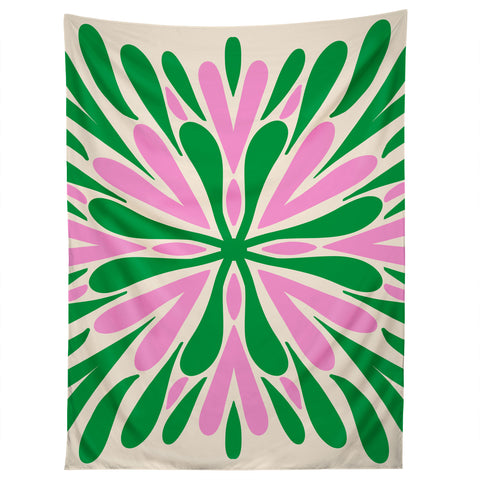 Angela Minca Modern Petals Green and Pink Tapestry