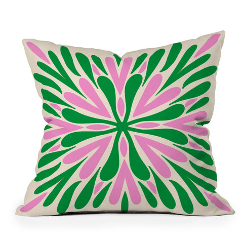 Angela Minca Modern Petals Green and Pink Throw Pillow