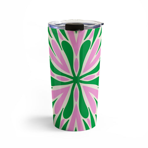 Angela Minca Modern Petals Green and Pink Travel Mug