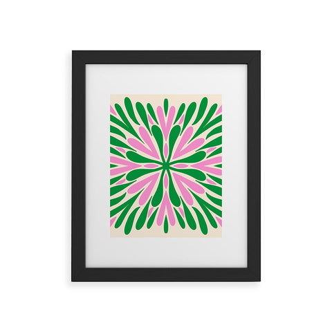 Angela Minca Modern Petals Green and Pink Framed Art Print