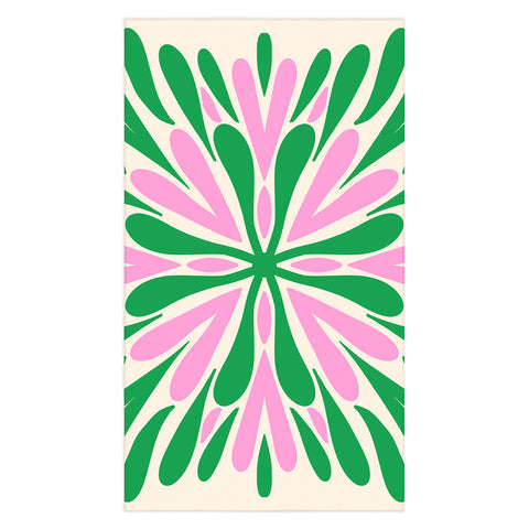 Angela Minca Modern Petals Green and Pink Tablecloth