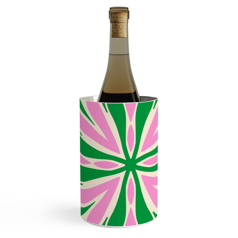 Angela Minca Modern Petals Green and Pink Wine Chiller