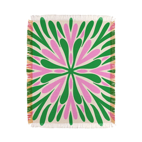 Angela Minca Modern Petals Green and Pink Throw Blanket