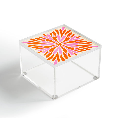 Angela Minca Modern Petals Orange and Pink Acrylic Box