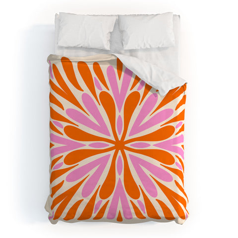 Angela Minca Modern Petals Orange and Pink Duvet Cover
