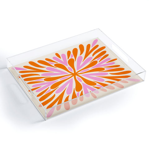 Angela Minca Modern Petals Orange and Pink Acrylic Tray